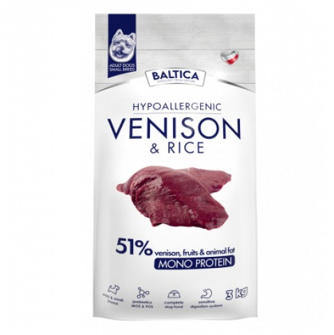 BALTICA Nutraceutic Hypoallergenic Small breeds Venison with rice - suché krmivo pro psy - 3kg - Fotogalerie 1
