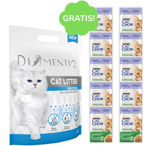 DIAMENTIQ Neutral – neutrální stelivo – 3,8 l + 10×85 g PURINA Cat Chow Sterilised Jehněčí a zelené fazolky ZDARMA! - Fotogalerie 1