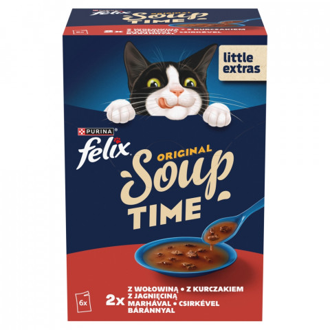 PURINA Felix Original Soup Time Box Beef, lamb, chcken - mokré krmivo pro kočky - 6x48g - Fotogalerie 1