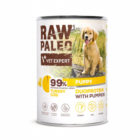 RAW PALEO Duoprotein Turkey & Cod Puppy - vlhké krmivo pro psy - 400g - Fotogalerie 1