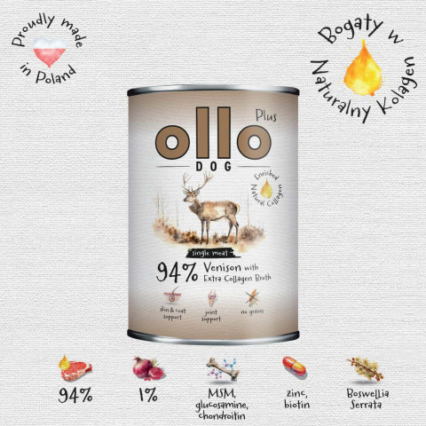 OLLO Plus Collagen Mono Deer - vlhké krmivo pro psy - 800g - Fotogalerie 3