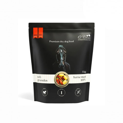 O'CANIS Nero Soft 100% Horse meat with potatoes Mono - suché krmivo pro psy - 3kg - Fotogalerie 1