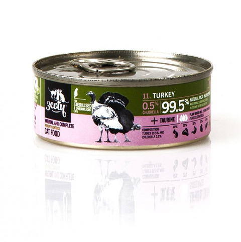 3COTY Turkey with chlorella Sterilised and overweight cats - mokré krmivo pro kočky - 12x80g - Fotogalerie 11