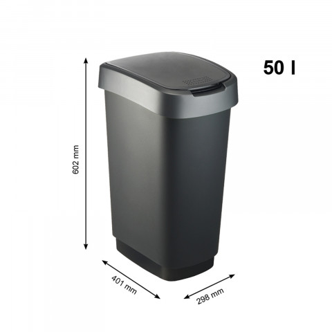 ROTHO Twist Silver - odpadkový koš – 50l - Fotogalerie 2
