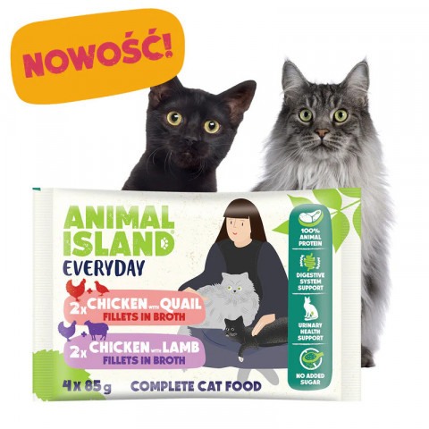 ANIMAL ISLAND Chicken / Quail & Chicken / Lamb Fillets in broth - mokré krmivo pro kočky - 4x85g - Fotogalerie 2