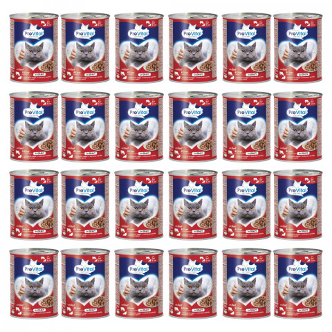 PREVITAL S hovězím a játry v omáčce - mokré krmivo pro kočky - 24x415g - Fotogalerie 1