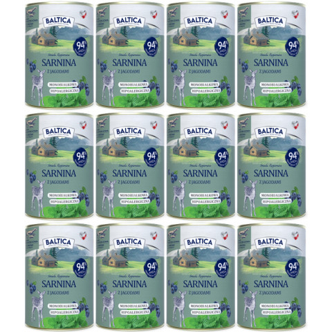 BALTICA Chutě regionů Mono Srnčí s borůvkami - mokré krmivo pro psy - 12x400g - Fotogalerie 1