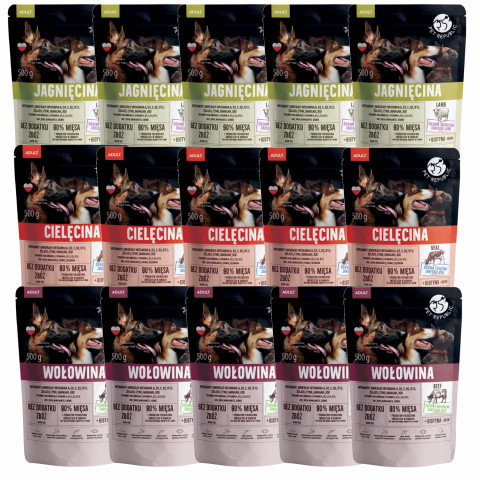 PET REPUBLIC Adult Mix chutí - mokré krmivo pro psy - 15x500 g - Fotogalerie 1