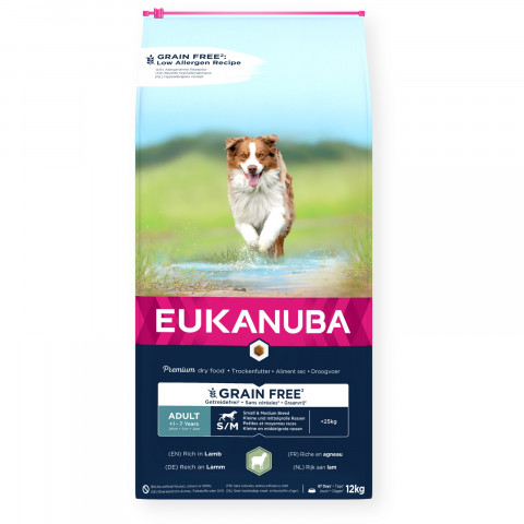 EUKANUBA Grain Free Adult Small&Medium Lamb - suché krmivo pro psy - 12kg - Fotogalerie 1