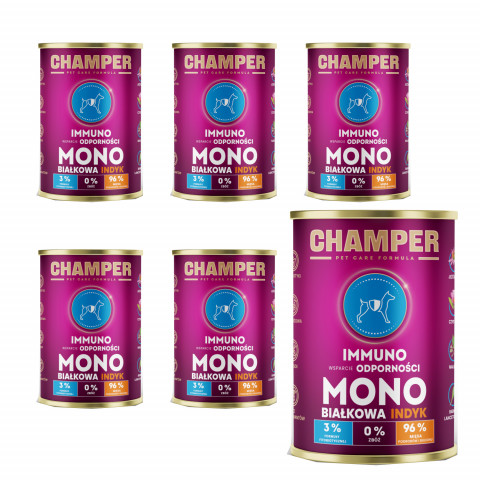 CHAMPER Immuno monoproteinový krůtí – mokré krmivo pro psa – 6×400 g - Fotogalerie 1