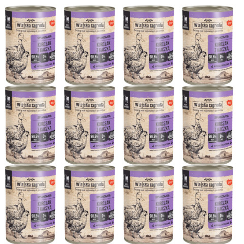 WIEJSKA ZAGRODA Kuře s kachnou - mokré krmivo pro kočky - 12x400g - Fotogalerie 1