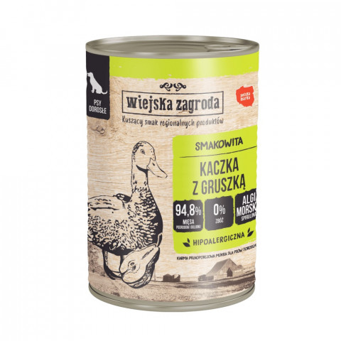 WIEJSKA ZAGRODA Duck with pear - vlhké krmivo pro psy - 400g - Fotogalerie 1
