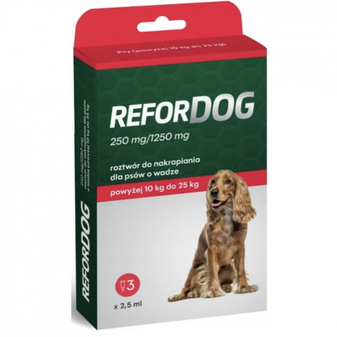 REFORDOG 250mg/1250mg (10-25kg) – kapky proti parazitům pro psa – 3x2,5ml - Fotogalerie 1