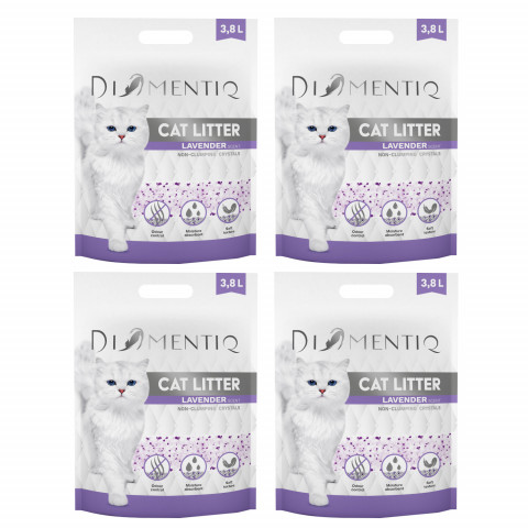 DIAMENTIQ Lavender silikonové stelivo, nehrudkující pro kočky – 4×3,8 l - Fotogalerie 1