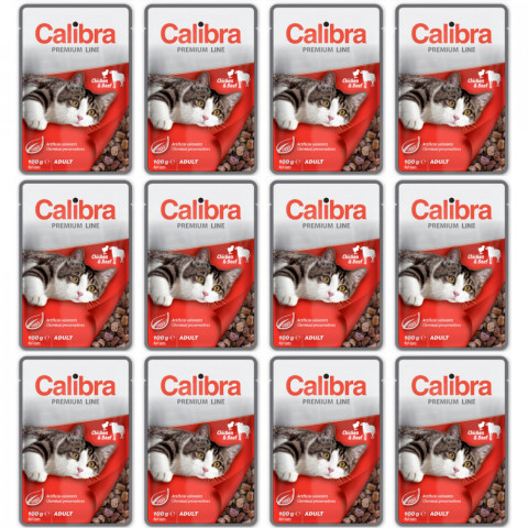 CALIBRA Cat Premium Adult Chicken & Beef - mokré krmivo pro kočky - 12x100g - Fotogalerie 1