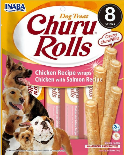 INABA Churu Rolls Chicken with salmon recipe - pochoutka pro psy - 8x12g - Fotogalerie 1