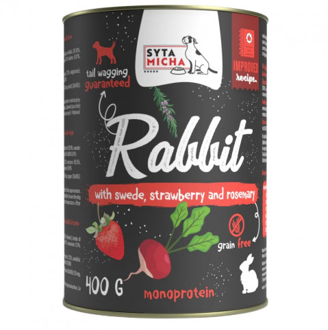 SYTA MICHA Chef Rabbit with turnip, strawberry and rosemary - vlhké krmivo pro psy - 400g - Fotogalerie 1