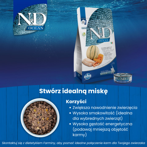 FARMINA N&D Ocean Cat Cod, Shrimp, Pumpkin and Cantaloupe Melon Kitten - suché krmivo pro kočky - 1.5 kg - Fotogalerie 4