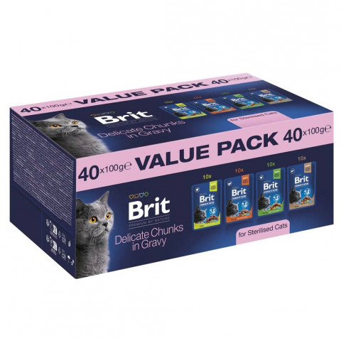 BRIT Premium by Nature Value pack Sterilised Box - mokré krmivo pro kočky - 40x100g - Fotogalerie 1
