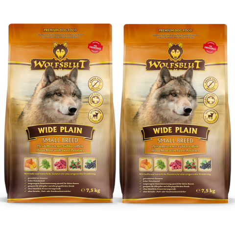 WOLFSBLUT Wide Plain Small breeds Horse with sweet potatoes - suché krmivo pro psy - 2x7,5kg - Fotogalerie 1