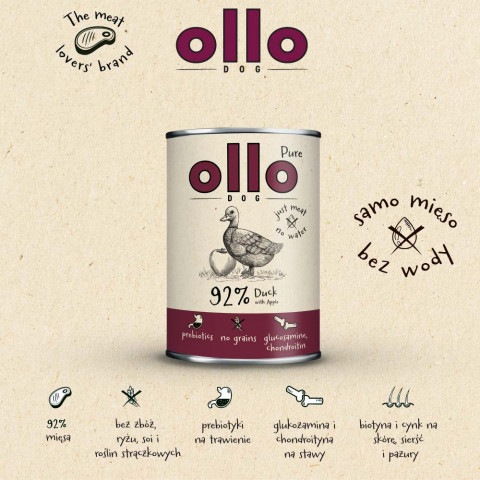 OLLO Pure Duck with apple - vlhké krmivo pro psy - 400g - Fotogalerie 5
