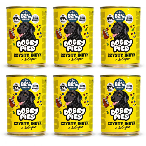 DOBRY PIES Mono Čistá krůta + kolagen – vlhké krmivo pro psa – 6x400g - Fotogalerie 1