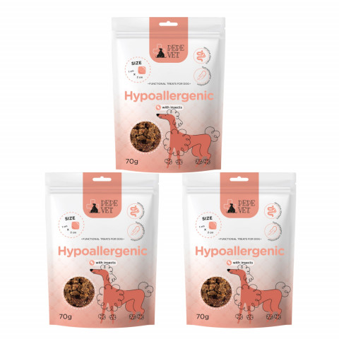 PEPE Vet Hypoallergenic Mono Insect - pamlsek pro psy - 3x70 g - Fotogalerie 1