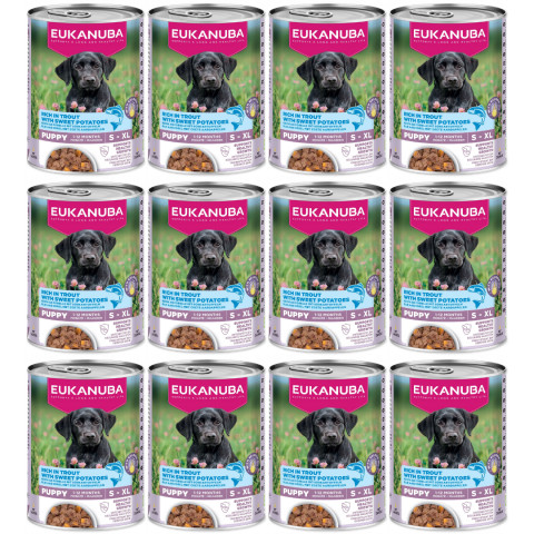 EUKANUBA Life Care Puppy Bohatá na pstruha a sladké brambory - vlhké krmivo pro psy - 12x400g - Fotogalerie 1