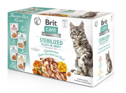 Brit Care Cat Sterilized Flavour Box Pouch - mokré krmivo pro kočky - 12x85 g - Fotogalerie 1
