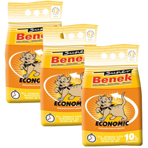 Certech Super Benek Economic – hrudkující stelivo pro kočky – 3x10l - Fotogalerie 1
