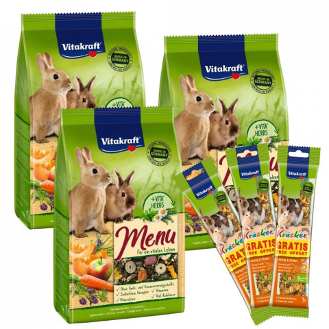 VITAKRAFT Menu Vital – krmivo pro králíky – (3x3kg) 9kg + ZDARMA! - Fotogalerie 1