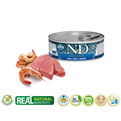 FARMINA N&D Ocean Tuna & Shrimp Adult - vlhké krmivo pro kočky - 70 g - Fotogalerie 2