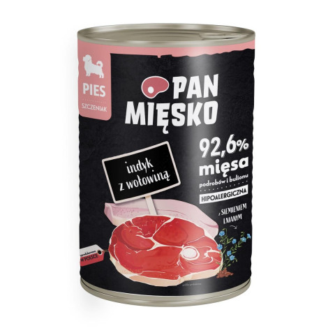 PAN MIĘSKO Puppy Krůta s hovězím – vlhké krmivo pro psy – 400g - Fotogalerie 1