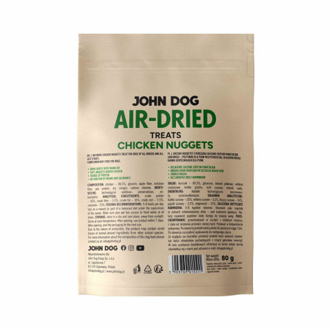 JOHN DOG Air-Dried Chicken nuggets - pamlsek pro psa - 80g - Fotogalerie 4
