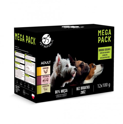 PETREPUBLIC Mega Pack Chicken, Beef, Lamb - vlhké krmivo pro psy - 12x100g - Fotogalerie 1