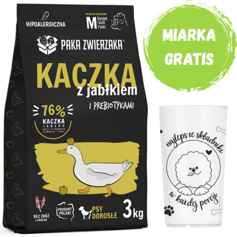 PAKA ZWIERZAKA Kachna s jablkem M - suché krmivo pro psy - 3kg + GRATIS - Fotogalerie 1