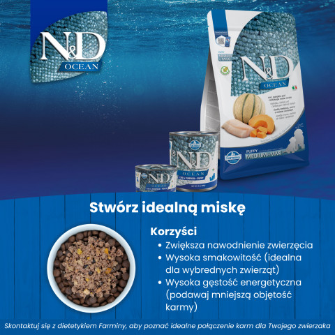 FARMINA N&D Ocean Dog Cod, Pumpkin & Cantaloupe Melon Puppy Mini - suché krmivo pro psy - 800g - Fotogalerie 5