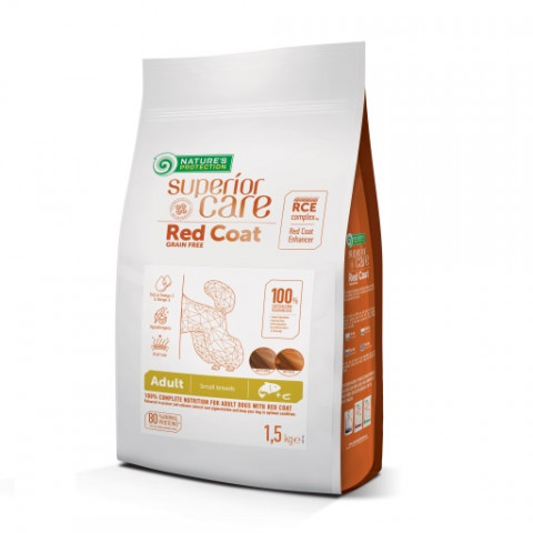 NATURE'S PROTECTION Superior Care Red Coat Adult Small breed Grain free Salmon - suché krmivo pro psy - 1,5kg - Fotogalerie 1