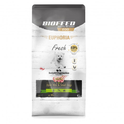 BIOFEED Euphoria Fresh Adult Mini & Small Turkey with lamb - suché krmivo pro psy - 8kg - Fotogalerie 1