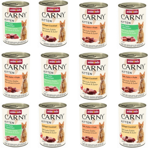 ANIMONDA Carny Kitten MIX 3 PŘÍCHUTÍ - mokré krmivo pro kočky - 12x400g - Fotogalerie 1