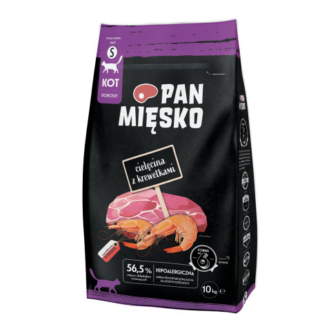PAN MIĘSKO Veal with shrimps S - suché krmivo pro kočky - 10kg - Fotogalerie 1