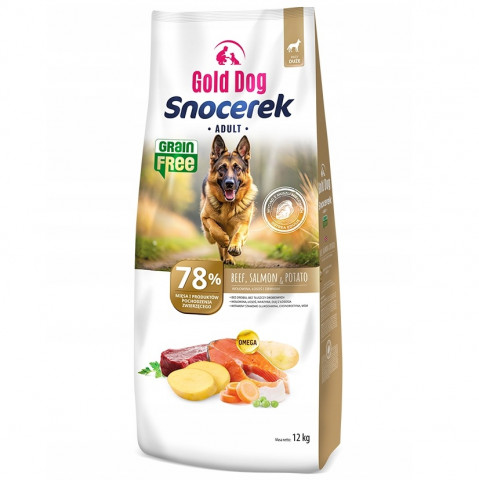 GOLD DOG Snocerek Grain Free Hovězí a losos, brambor - suché krmivo pro psy - 12kg - Fotogalerie 1