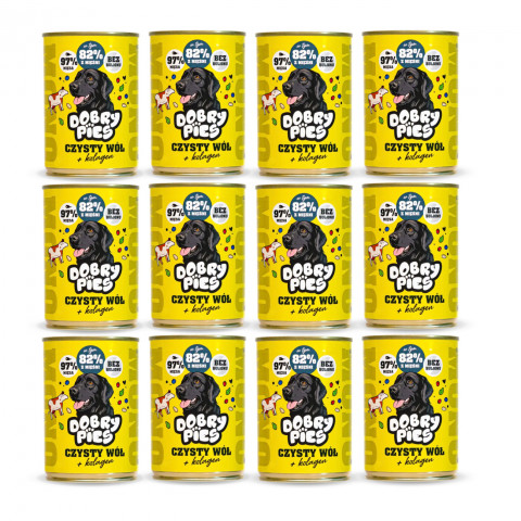 DOBRY PIES Mono Čistý vůl + kolagen – vlhké krmivo pro psa – 12x400g - Fotogalerie 1