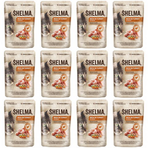 SHELMA Rich in turkey in sauce - mokré krmivo pro kočky - 12x85g - Fotogalerie 1