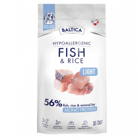 BALTICA Nutraceutic Hypoallergenic Light M Fish with rice - suché krmivo pro psy - 3kg - Fotogalerie 1