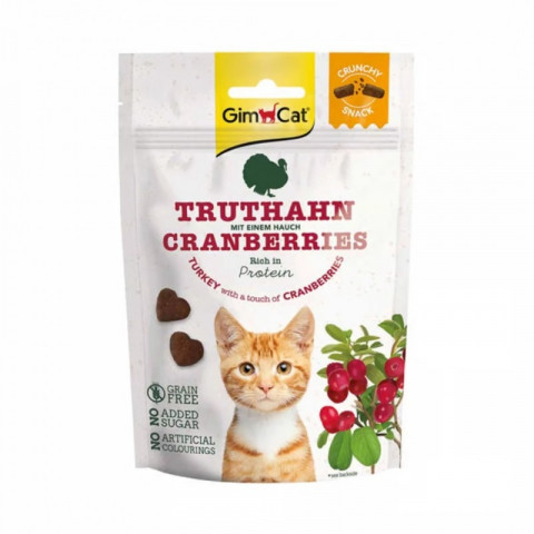 GIMCAT Crunchy Snacks Krůta s brusinkami – pamlsek pro kočku – 50g - Fotogalerie 1
