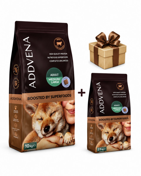 ADDVENA Boosted by superfoods Adult Small Beef – suché krmivo pro psy – 10 kg + 2,5 kg ZDARMA! - Fotogalerie 1