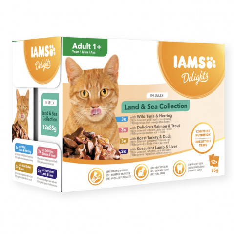IAMS DELIGHTS Land & Sea Collection in Jelly box – vlhké krmivo pro kočku – 12x85g - Fotogalerie 1