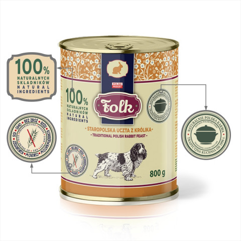 FOLK Traditional polish rabbit feast - vlhké krmivo pro psy - 800g - Fotogalerie 4