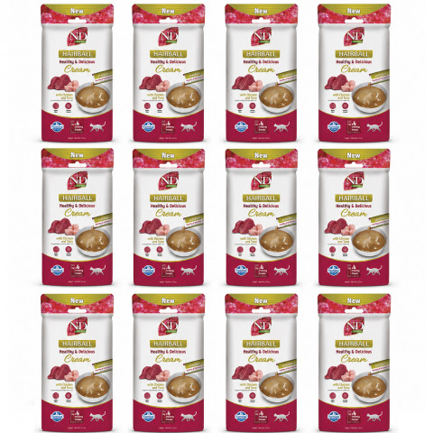 FARMINA N&D Quinoa Cat Hairball Cream with Chicken & Tuna box – pamlsek pro kočku – 12x(4x15g) - Fotogalerie 1